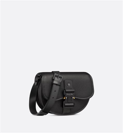 Mini Gallop Bag with Strap Black Grained Calfskin 